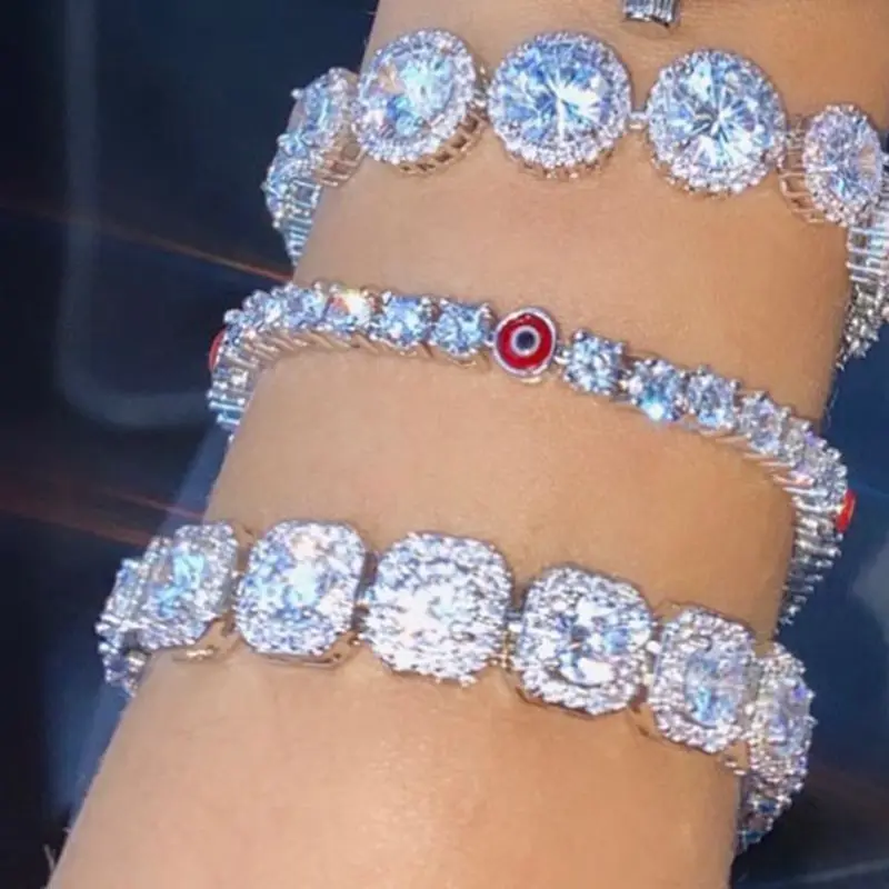 Full Rhinestone Big Tennis Chain Bracelets For Women Men Fashion Bling Iced Out Square Crystal Bracelet On Hand Jewelry Luxury bracelet jewelry