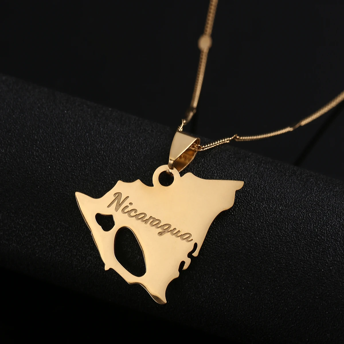 Country Gold Color Nicaragua Map Pendants Necklaces Women Men Engrave Nicaraguan Name Jewellery 2