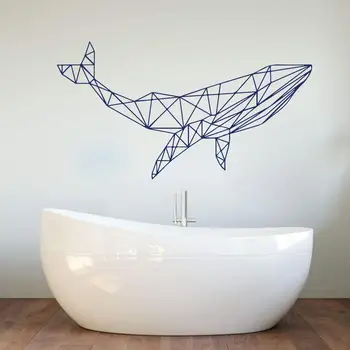

Cartoon Polygonal Geometric Whale Wall Sticker Baby Nursery Bathroom Large Geometric Animal Whale Ocean Sea Wall Decal Vinyl Art