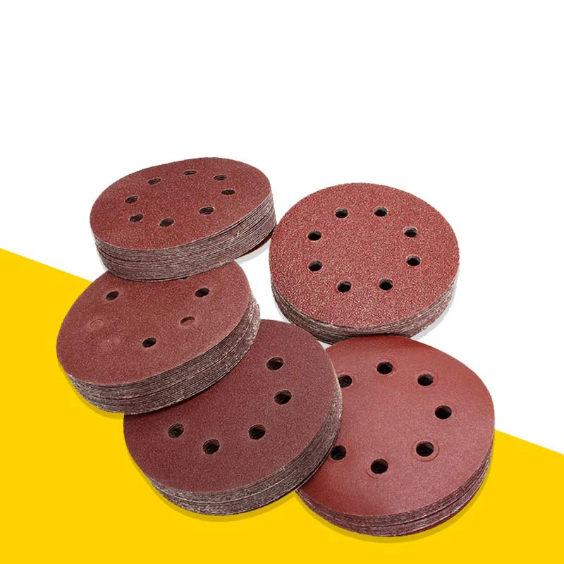 Top-100Pcs/набор 5 дюймов; обувь со шнуровкой 8 отверстий шлифовальные диски Крюк и петля Наждачная подложка шлифовальных дисков(60/80/100/120/240 в каждом 20 шт