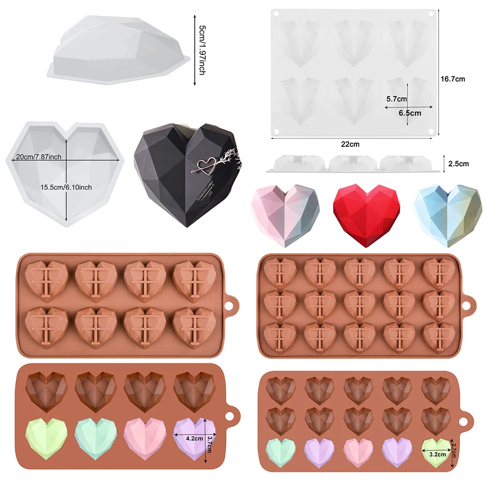 3D Heart Shape Silicone Molds for Baking Sponge Chiffon Mousse Dess*ws