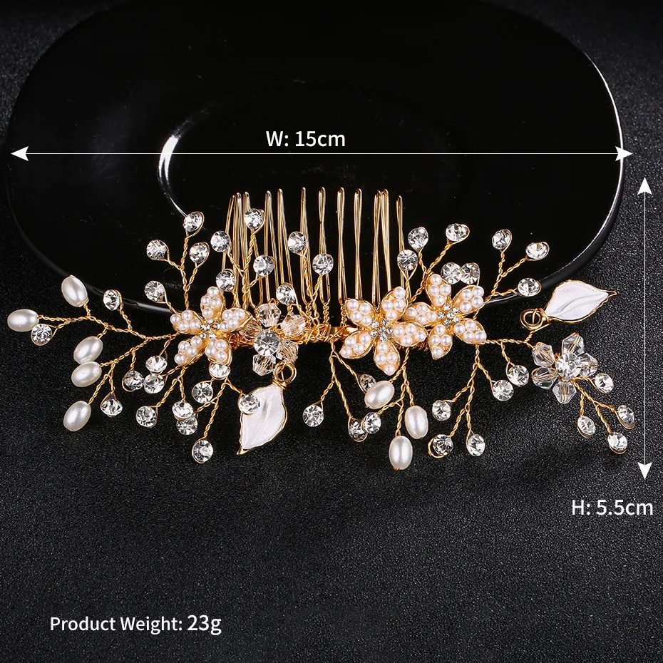 Crystal Peals Hair Combs Wedding Hair Headdress Fashion Hair Clips Accessories Handmade Women Head Ornaments FS119