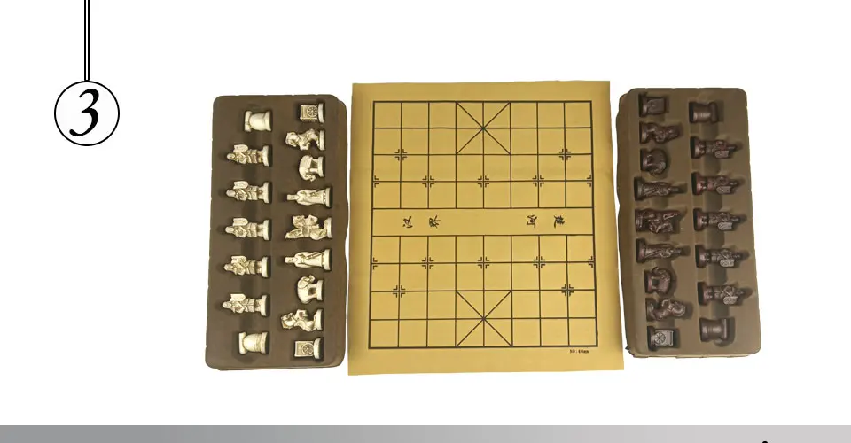 Easytoday Chinese Chess Games Synthetic Leather Chessboard Chinese Terracotta Warriors Resin Chess Pieces Table Games Birthday Gift (3)