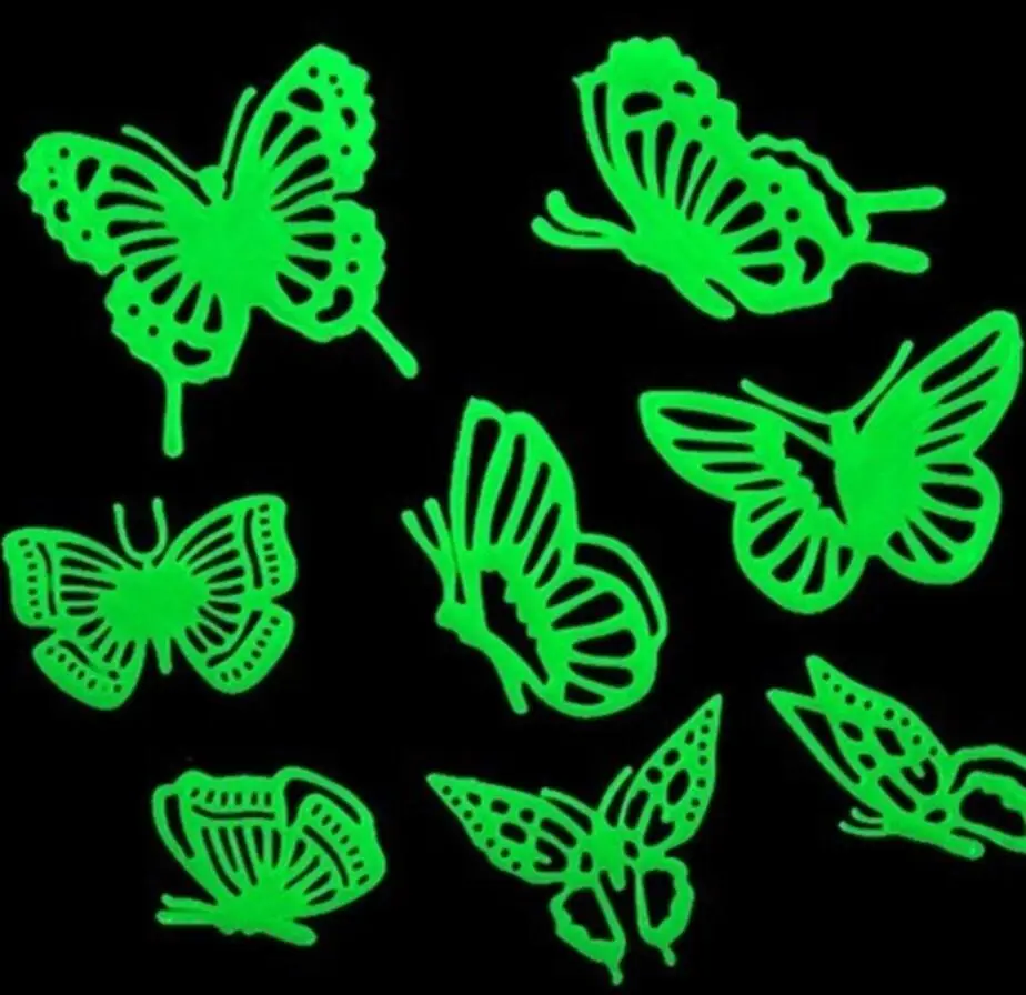 

Glow In Dark Toys Luminous Smile Face Stickers Bedroom Sofa Fluorescent Painting Toy PVC Stickers for Kids Room