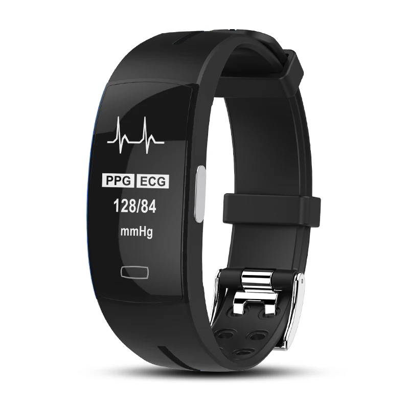 P3 умный фитнес Bbracelet монитор сердечного ритма кровяное давление ЭКГ+ PPG здоровье браслет трекер активности Смарт-браслет умные часы - Цвет: Черный