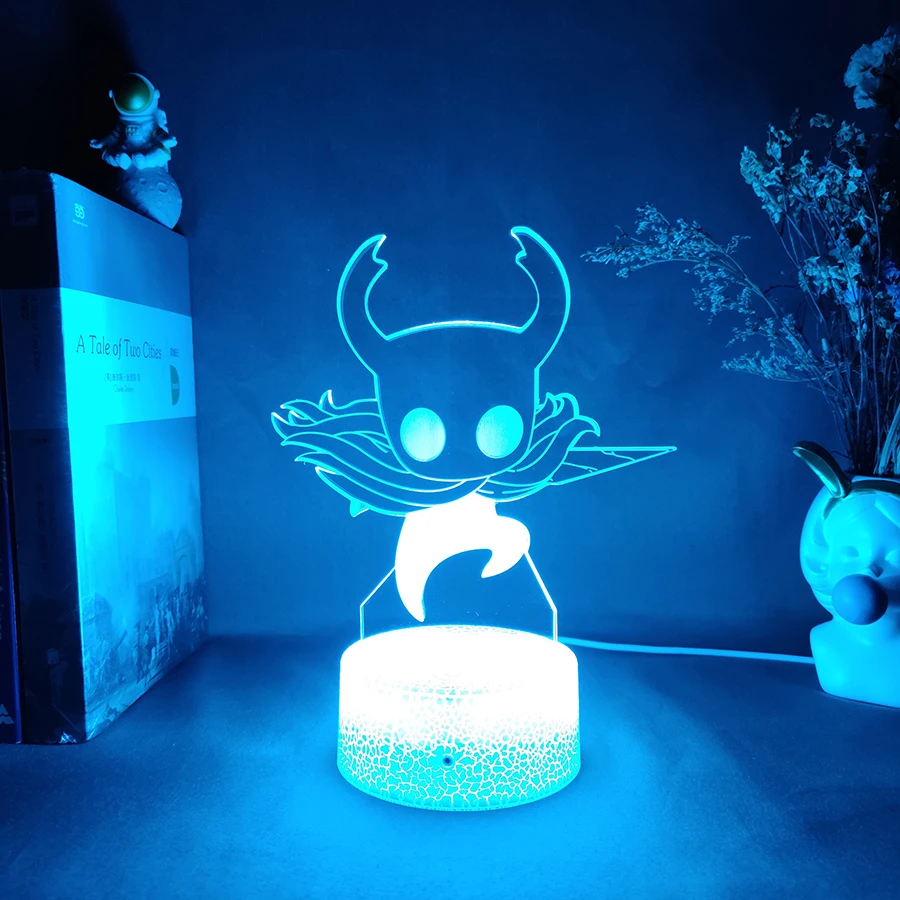 dinosaur night light Hollow Knight Figurine Player Hornet DIY Drawing Art Laser Engraved Acrylic Upward Lighting LED Sensor Lights Computer Desk Lamp Night Lights