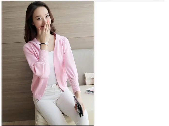 Autumn Winter Fashion Solid Color Hooded Wool Blends Cardigan Women Casual Open Stitch Knitted Sweater Cardigans