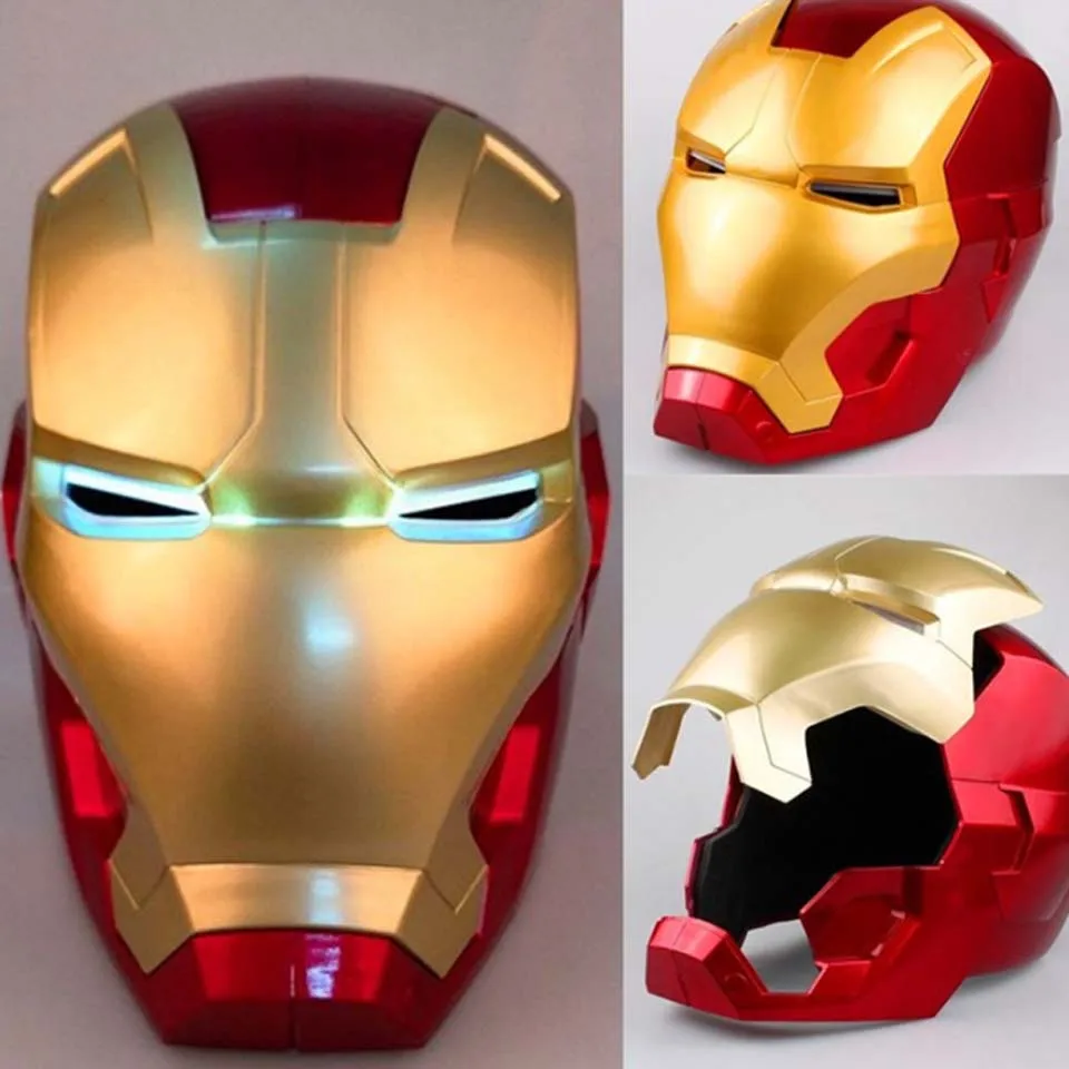 

Automatic opening and closing Iron Man Mask New 1:1 Iron Man Cosplay Mask LED Light PVC Figure Toy Iron Man Helmet Collection