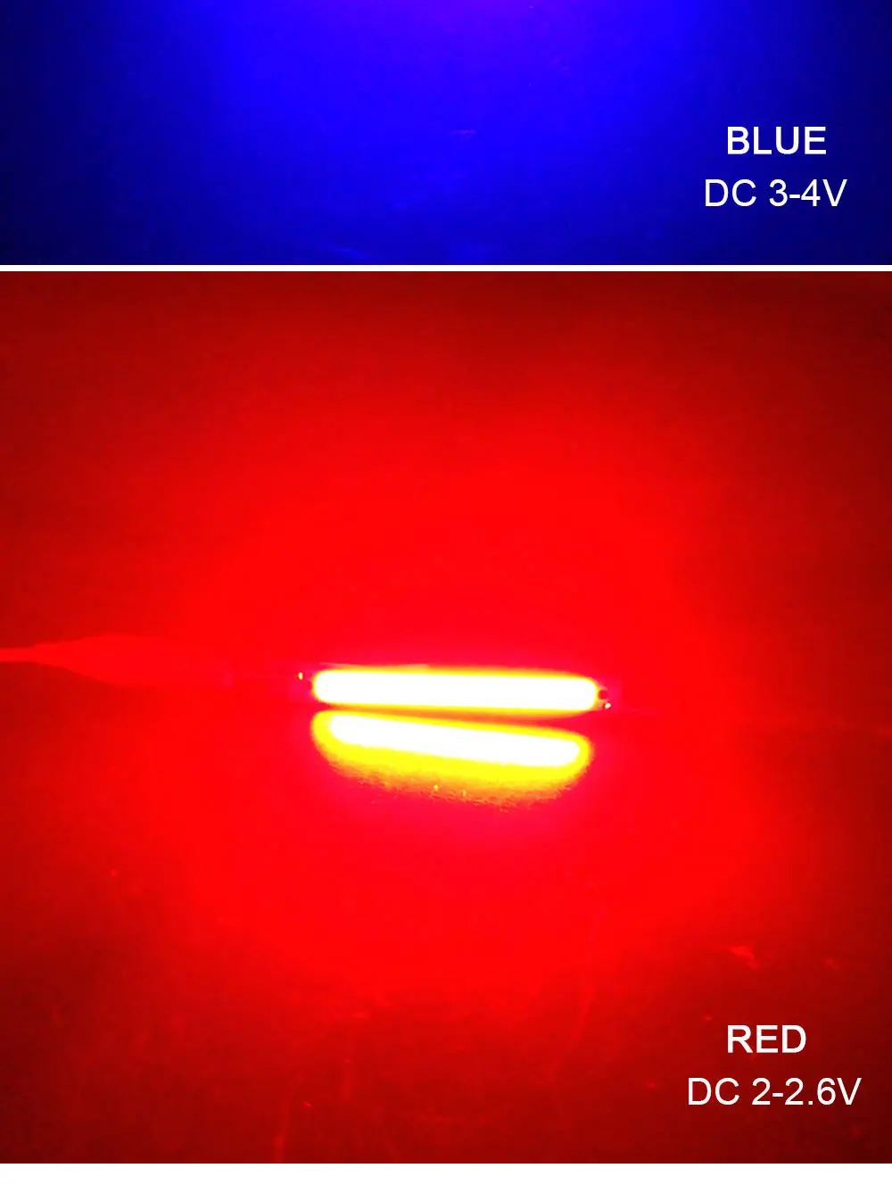 60mm 2.36in 2V 3V COB Light Source 1W 3W LED Bulb 3.7V Lamps for Work Car Lights DIY Warm Cool Red Blue Color 6CM Strip (12)
