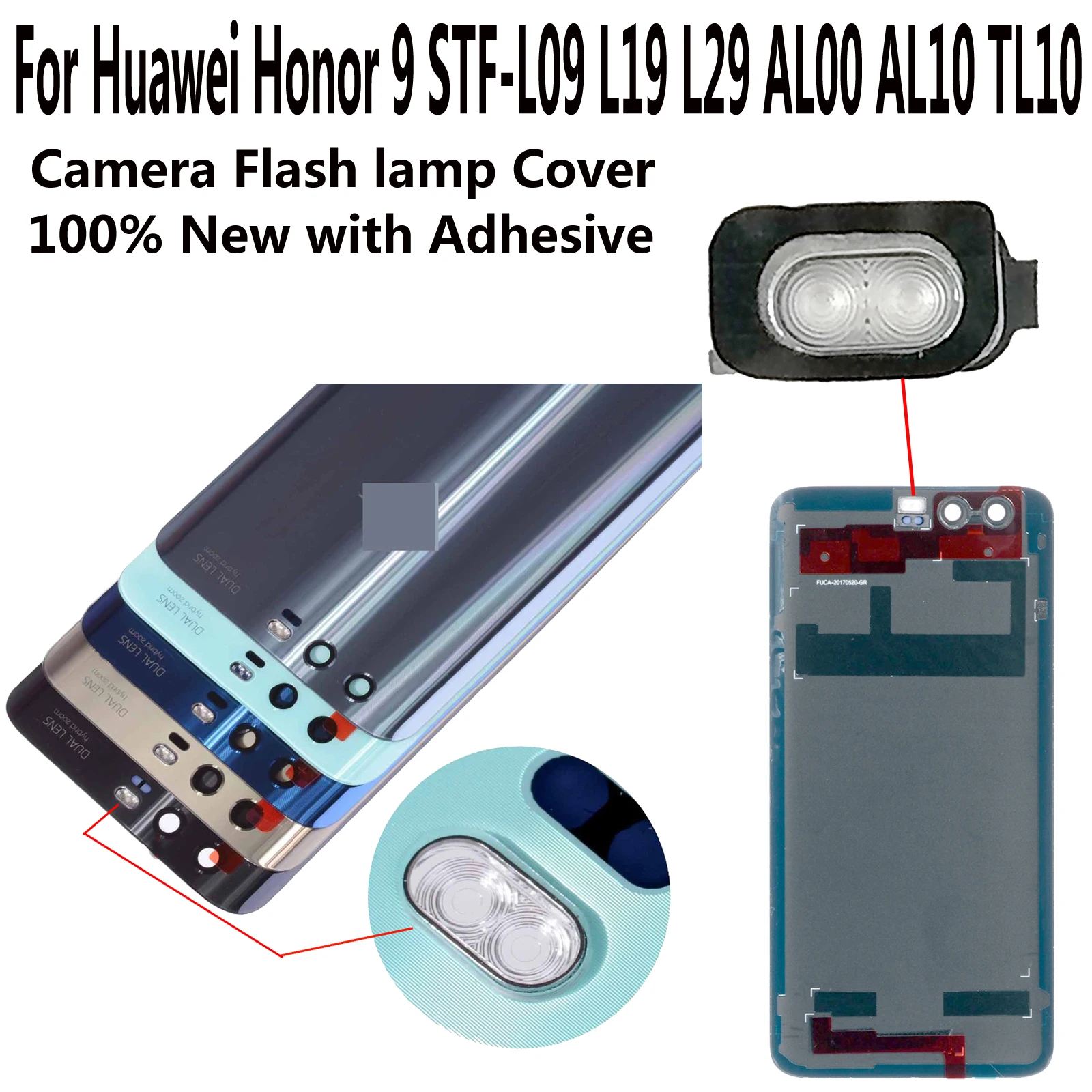 

Shyueda 100% New For Huawei Honor 9 STF-L09 STF-L19 STF-L29 STF-AL00 STF-AL10 STF-TL10 Back Flash Light exciter lamp Cover