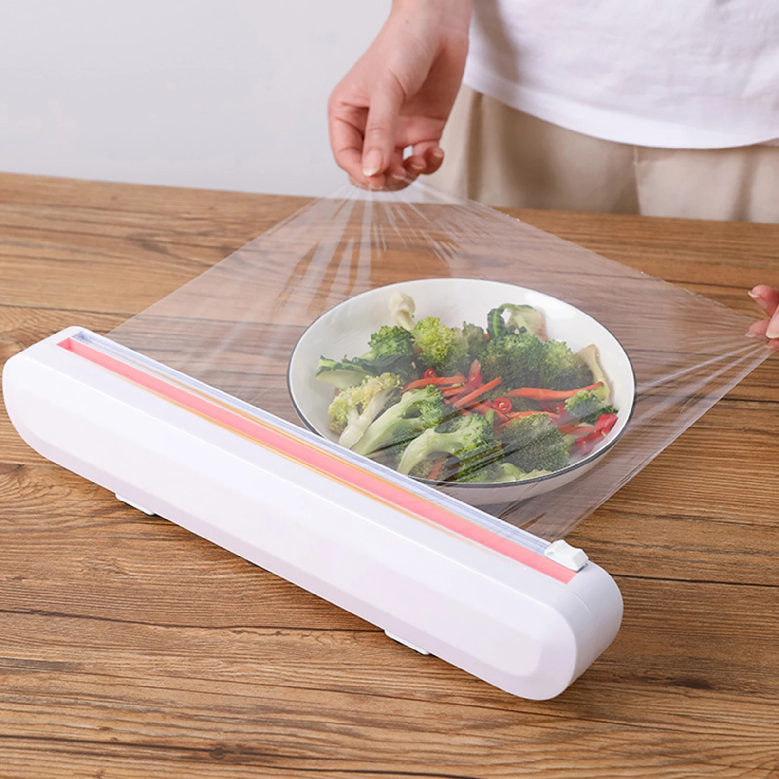 Food Wrap Dispenser Cutter Kitchen Tool Foil Cling Film Wrap Dispenser Plastic Wrap Cutter Storage Holder Box for Kitchen