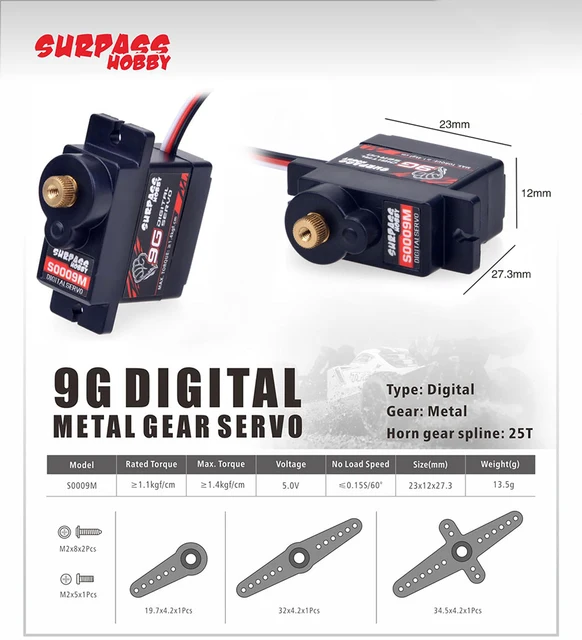 Servo RC 1/10 High Speed Metal Gears Mini Servomotor 9g 15kg 20kg 25kg 30kg Servo  for rc 1/8  1/12 1/10 RC Car 5