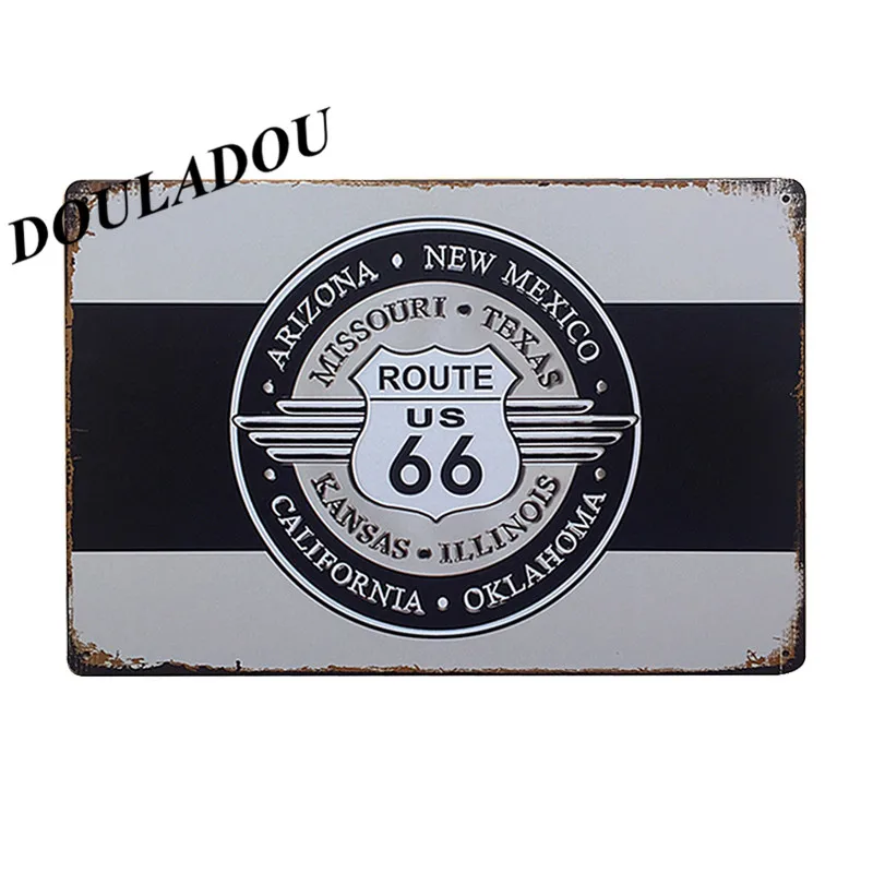 [Douladou] США Route66 Винтаж окрашивание металла декор Бар Кафе Декор отеля Ретро Винтаж вечерние плакат рисунок номер Декор 20x30 см