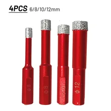 

4pcs Diamond Drills Tile Dry Drill Bit 6-12MM Drill Bits Hole Saw Cutter For Granite Marble Porcelain Stoneware Glass