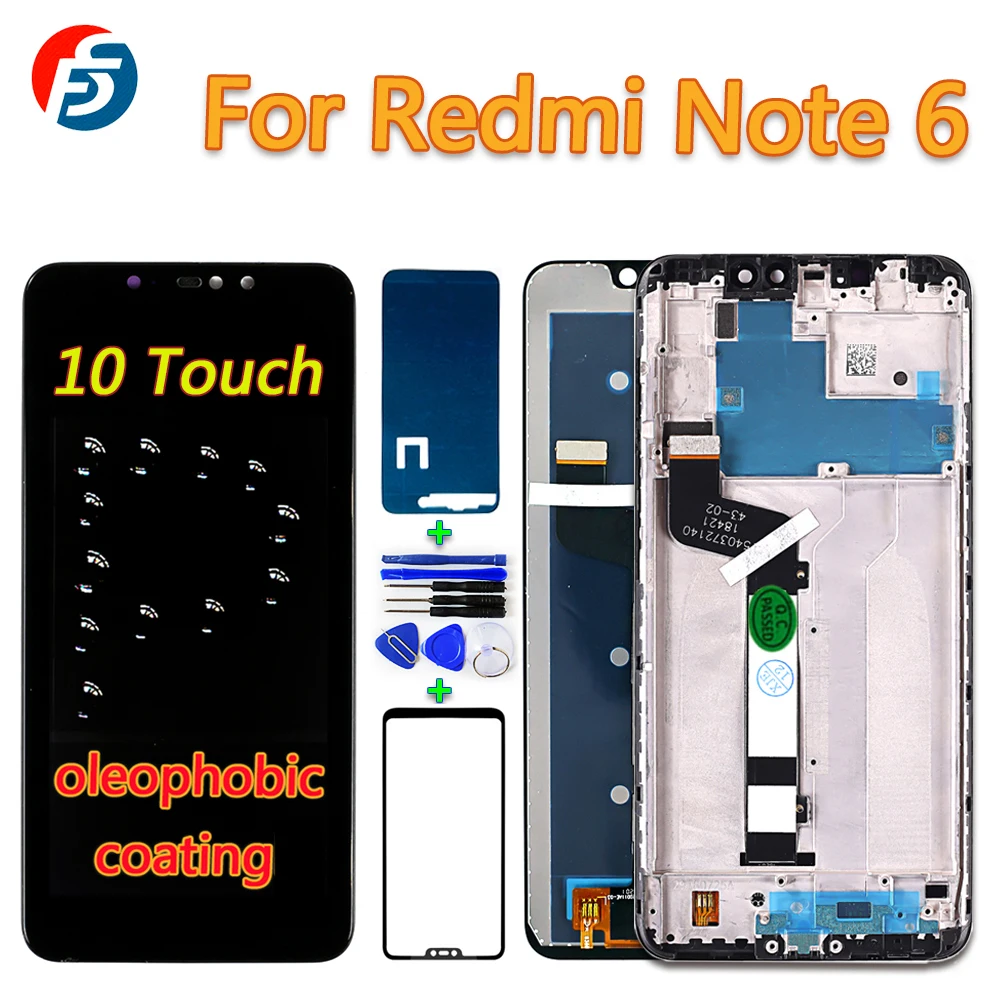 

Fansu Lcd Display For Xiaomi Redmi NOTE 6 Pro Touch Screen Digitizer Assembly 10 Point-Touch Oleophobic Coating 2280*1080 Frame