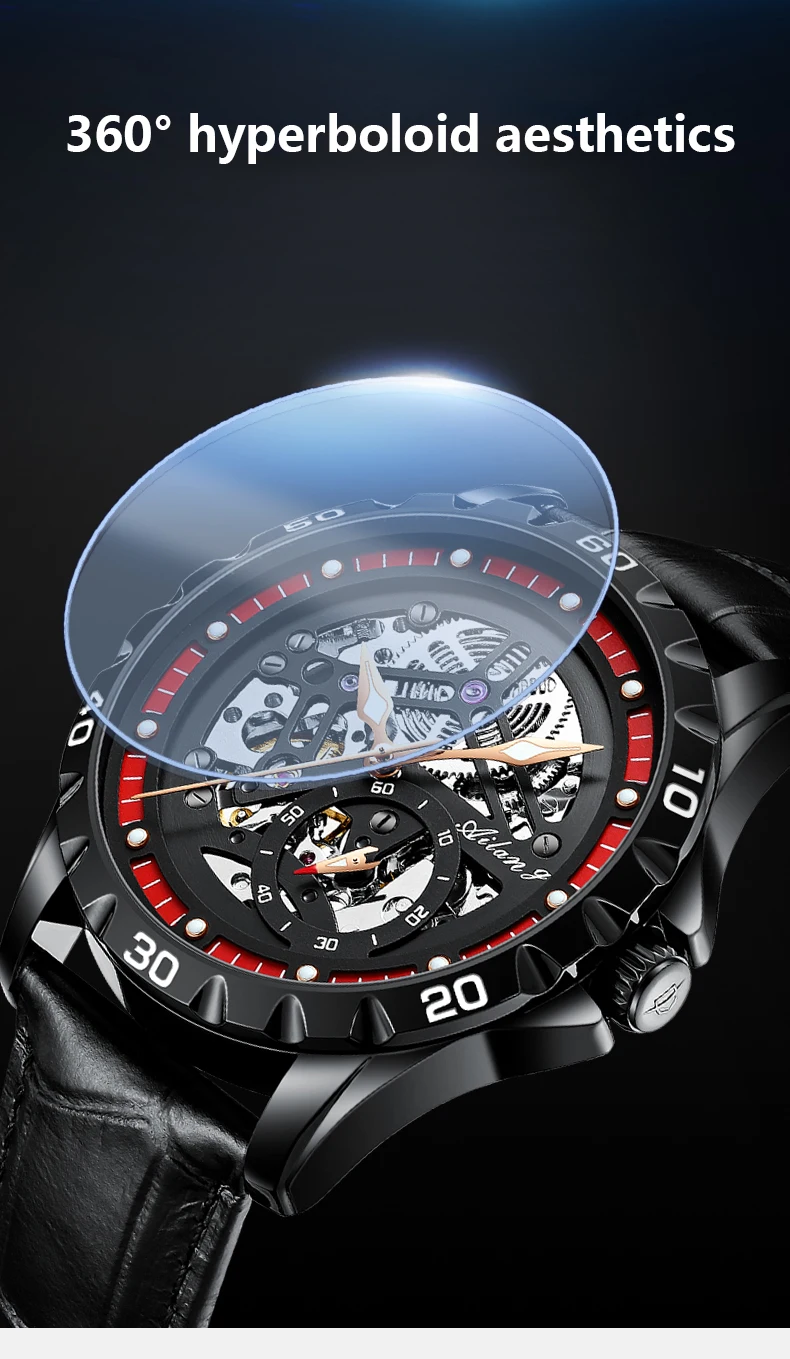 AILANG scheletro automatico meccanico da uomo di lusso impermeabile luminoso es cinturino in pelle da uomo cassa in acciaio nero_voghion.com