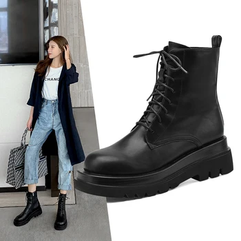 

2020 Chunky Boots For Women Platform Gothic Motorcycle Boots Winter Ladies Zip Casual Autumn Botas Mujer Female Ankle Boots