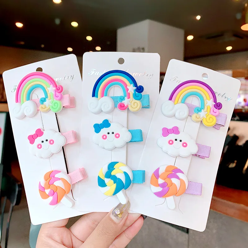 

1 Set Hair Clips For Women Girls Cute Cartoon Rainbow Hairpins Kids Sweet Hairgrips Headdress Barrettes Fashion Hair Accessories
