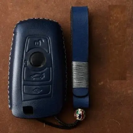 Натуральная кожа чехол ключа дистанционного управления автомобилем Чехол для BMW 520 525 f30 f10 F18 118i 320i 1 3 5 7 серия X3 X4 M3 M4 M5 E34 E90 E60 E36 ключ - Название цвета: 4button blue 01