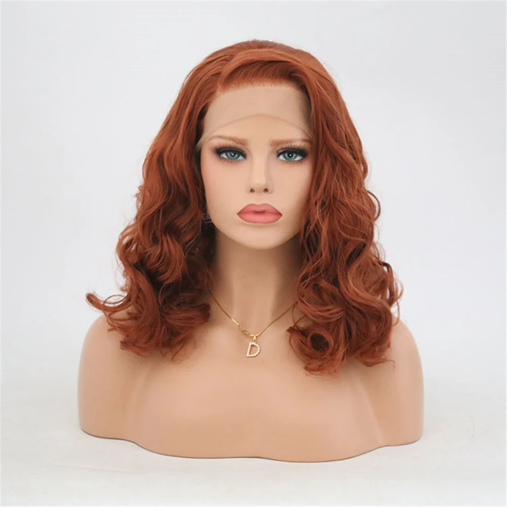 Brown Short Bob Wigs with Baby Hair Synthetic Lace Front 13x4 Body Wave 150% Density Heat Resistant Fiber | Шиньоны и парики
