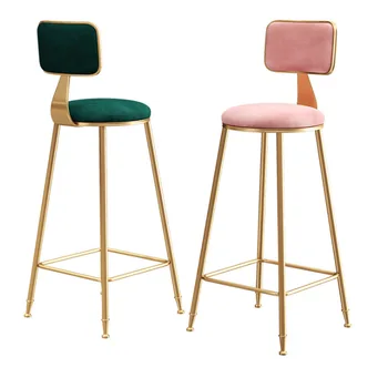 

Nordic Light Luxury Ins Simple Net Red Bar Chair Stool Net Red Bar Front Desk Restaurant Leisure Back High Foot Stool