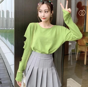 

4xl good quality plus big size latest women spring autumn winter 2020 feminina pure color loose hole sexy sweaters female A5480