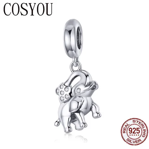 

COSYOU 2019 Animal Collection 925 Sterling Silver Happy Elephant Animal Pendant Charms Fit Women Chain Necklaces Jewelry SCC1059