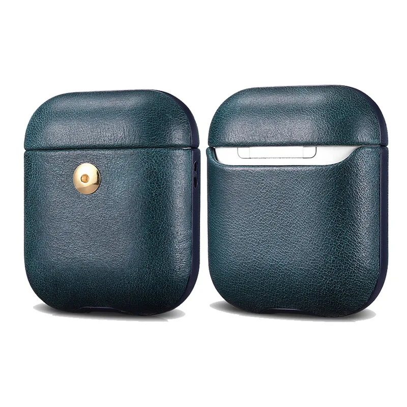 Чехол XOOMZ для Apple Airpods из натуральной кожи для Airpods 1 2 винтажная Защитная сумка для Airpods 2 1 жесткий чехол для ПК - Цвет: Lake Blue