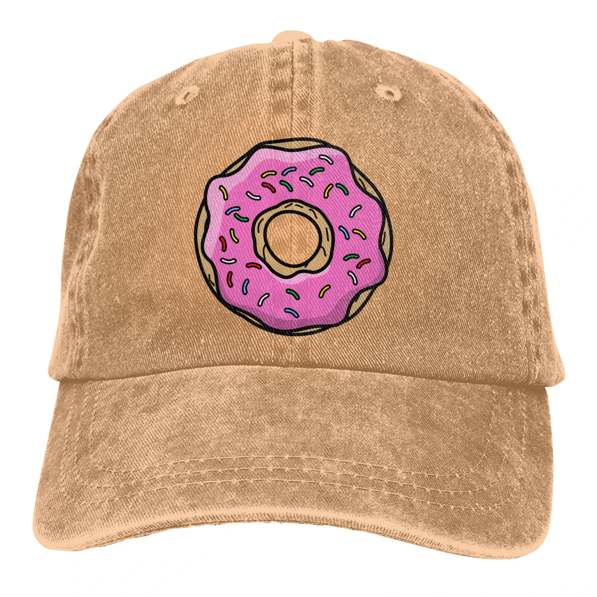 Пончик укус Casquette черный унисекс Мужские Женские джинсовые бейсболка с ремешком кепки Регулируемый Гольф папа шляпа - Цвет: Хаки