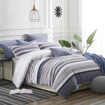 

PHF Cotton Seersucker Yarn Dyed Duvet Cover With Pillowcases Navy Grey Queen King Comforter Bedding Sets For Household Products