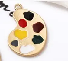 6pcs paint tray 6 шт./лот, лоток для краски, ручка, эмаль, амулеты, капля масла, цинковый сплав, плавающий кулон, модные ювелирные аксессуары, матовый золотой - Окраска металла: 6pcs paint tray