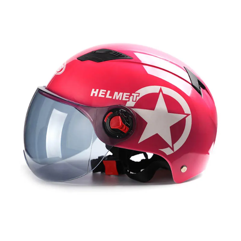 Мотоциклетный шлем для скутера велосипед Открытый лицо половина бейсбольная кепка анти-УФ защитный шлем-каска мотокросса шлем несколько цветов защиты - Цвет: Rose Red
