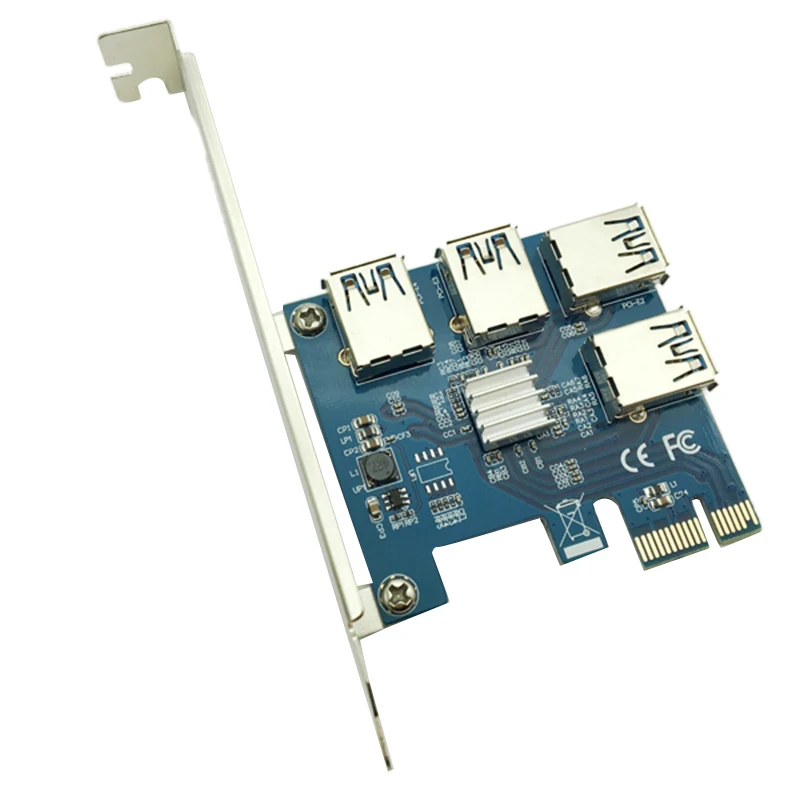 Pci-E 1X To 4 Pci-E 16X Slots Riser Card External Adapter Pci-E 1 To 4 Port Card Multiplier Riser Card for Bitcoin Miner Machine