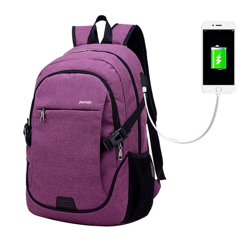 Мужской рюкзак с защитой от кражи, бренд 15,6 дюймов, ноутбук Mochila для мужчин, водонепроницаемый рюкзак, школьный рюкзак - Цвет: purple