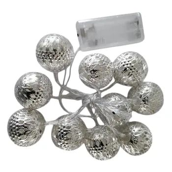 

(Ship From DE)10-LED Battery Operated Metal Balls String Fairy Lights Xmas Halloween Decor Pure White/Warm White