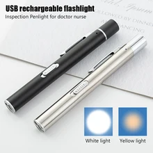 

2 Modes Working LED Flashlight Clip Inspection For dentist Camping Hiking Out USB Mini Light Penlight Pocket Portable Pen Lamp