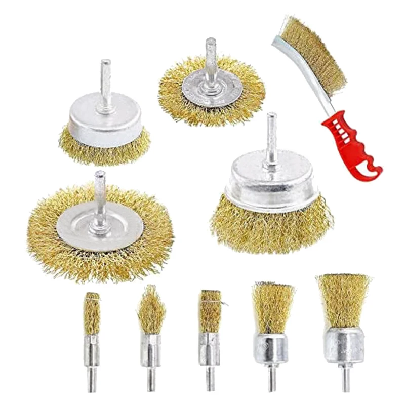 Neilsen Wire Brush Set Rotary rust Removal Drill Cup Wheels Steel Wires 18b 