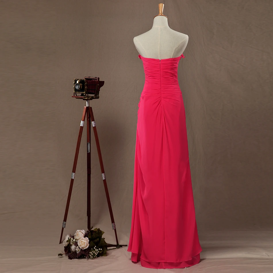 Шифон рюшами возлюбленной невесты платья для свадебной вечеринки vestidos de madrinha ТРАПЕЦИЕВИДНОЕ длинное платье demoisie honneur
