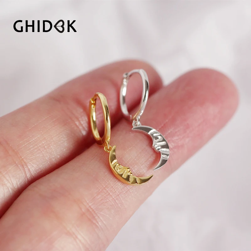 GHIDBK барокко текстуры нерегулярные луна серьги-кольца минималистский Уникальный дизайнерский Шарм серьги Женские Геометрические обручи для памперсов
