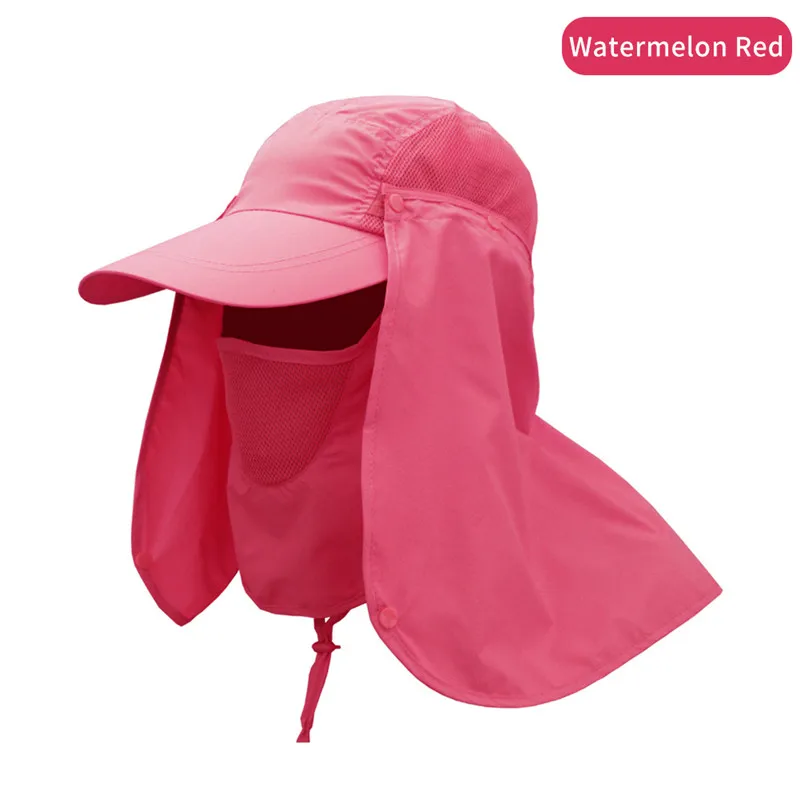 Watermelon Red Унисекс наружная защита от ультрафиолета, от Солнца шляпа сетка широкая с полями, солнце шапки складные съемные маска для лица и шеи голова Рыбалка альпинистские солнечные шляпы - Цвет: Watermelon Red