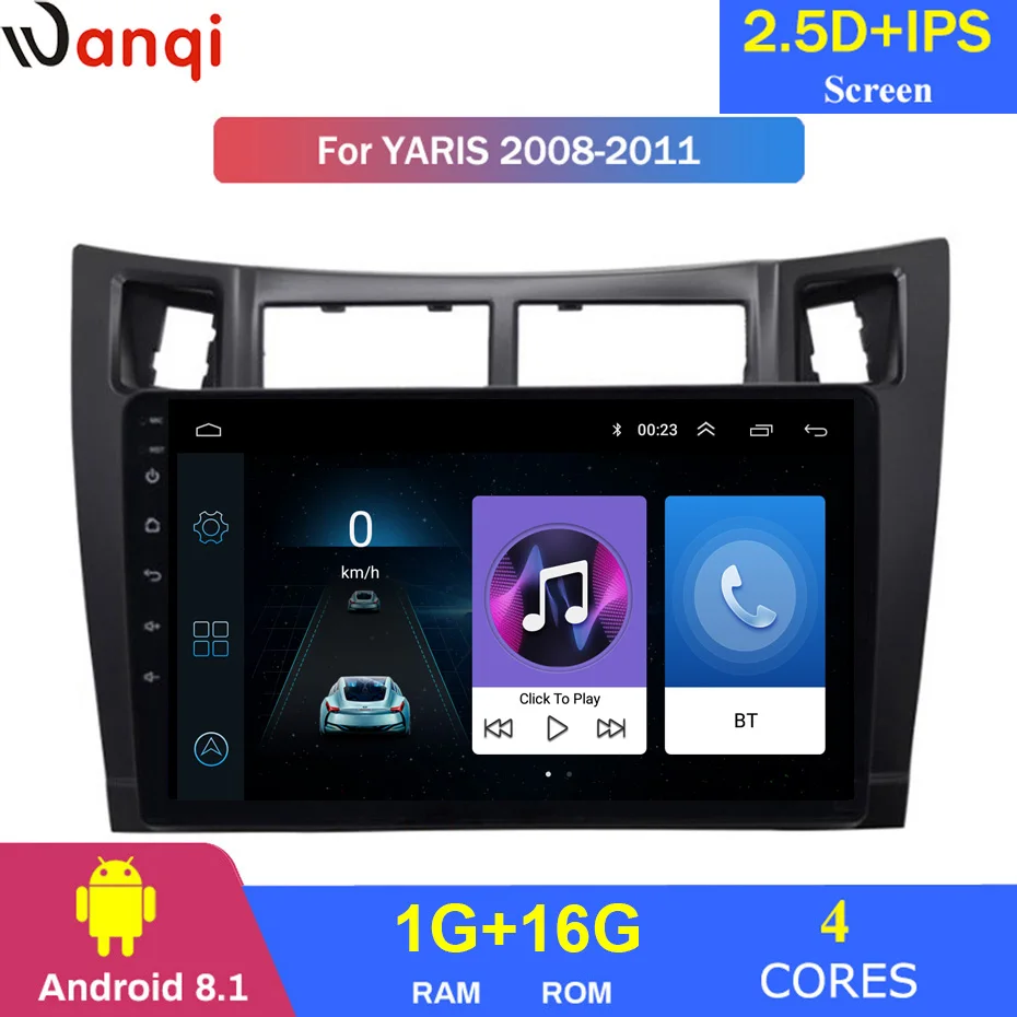 Android 8,1 автомобильный DVD 1din мультимедийная система Navi для Toyota yaris 2008-2011 Автомобильный gps навигатор головное устройство BT SWC wifi - Цвет: 4 Cores
