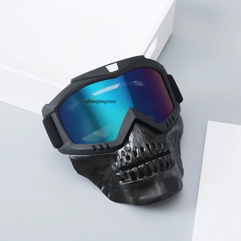 Новейшая военная пейнтбольная маска со съемными очками для охоты на открытом воздухе, Спортивная маска, тактическая маска для стрельбы, очки - Цвет: blue lens