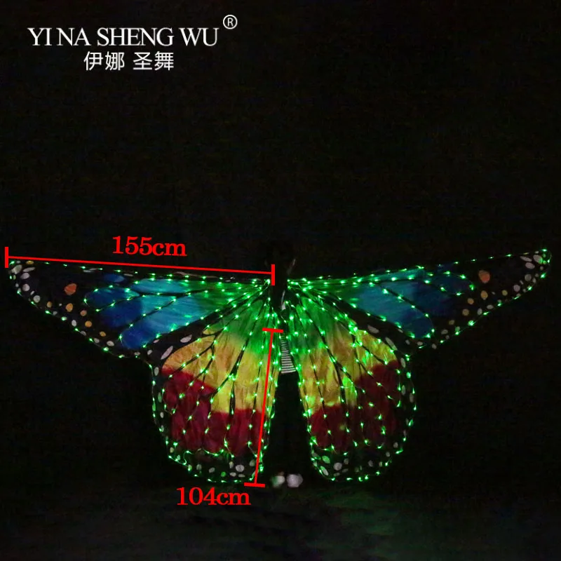 Женский танец живота светодиодный крылья девушка танец крыло бабочка Хэллоуин СВЕТОДИОДНЫЙ плащ «бабочка» сценический танцевальный для выступлений аксессуары светодиодный крыло