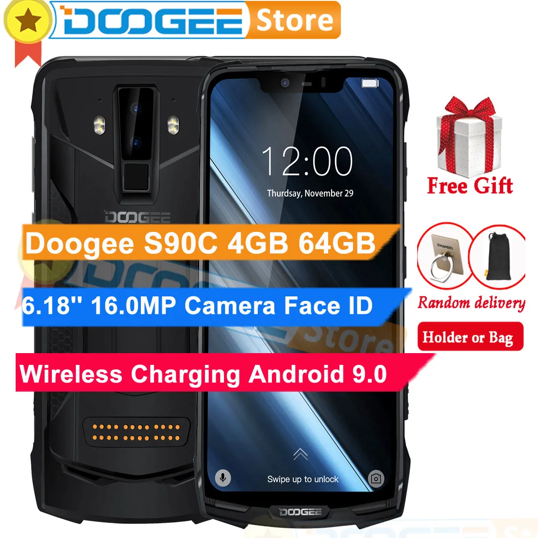 Doogee S90C 4 Гб 64 Гб сотовый телефон разблокировка лица отпечаток пальца 4G Lte 6,1" OTG NFC Беспроводная зарядка Android 9,0 5050 мАч смартфон
