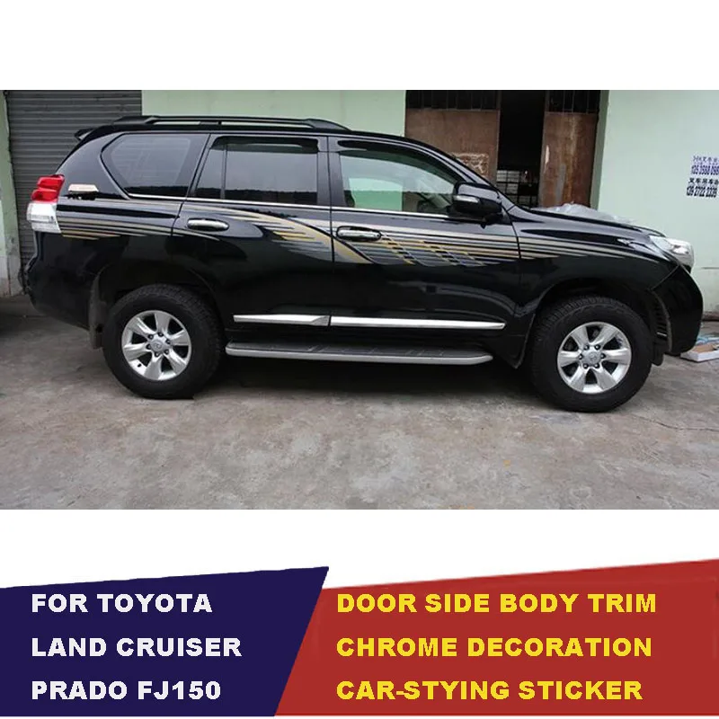 UBLUEE Accessories For Toyota Land Cruiser Prado FJ 150  2010-2018 ABS Chrome Door Side Moulding body moulding Cover Trim