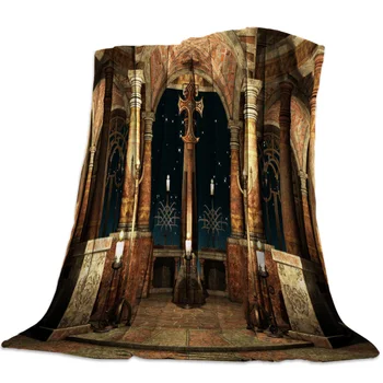 

Flannel Blanket for Bed Artistic Candle Light Palace Stars Retro Throw Blanket Portable Soft Blanket Warm Sofa Bed Sheets