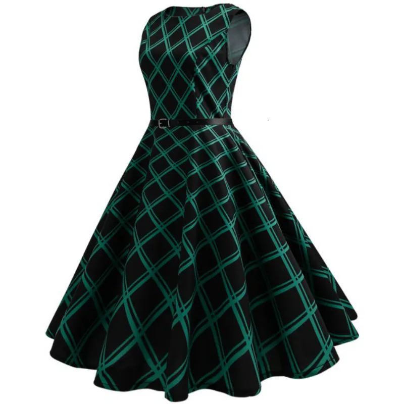 Мода 2019 клетчатое платье женские летние платья блуза рокабилли Robe Femme ретро 60 s 50