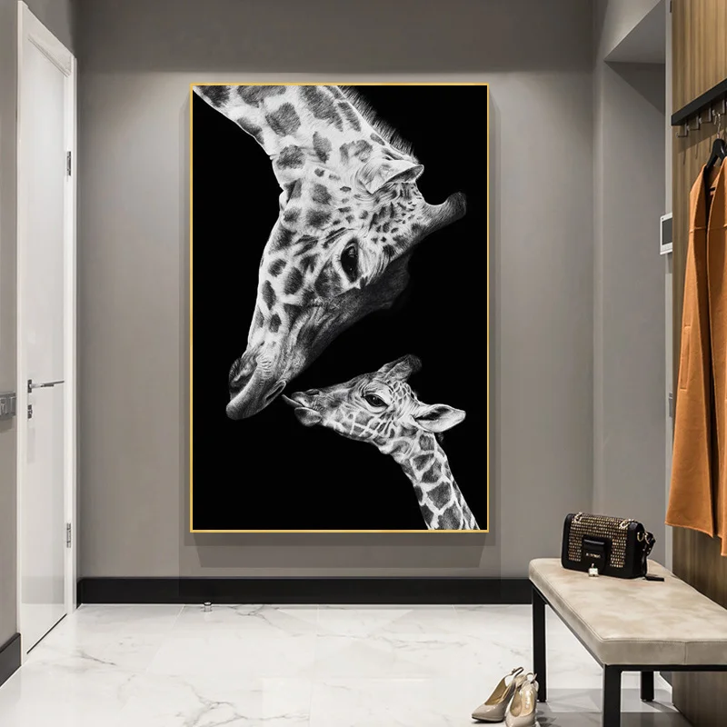

Giraffe Mother and Child Canvas Paintings On the Wall Art Posters and Prints Nordic Animals Funny Art Pictures Cuadros Decor