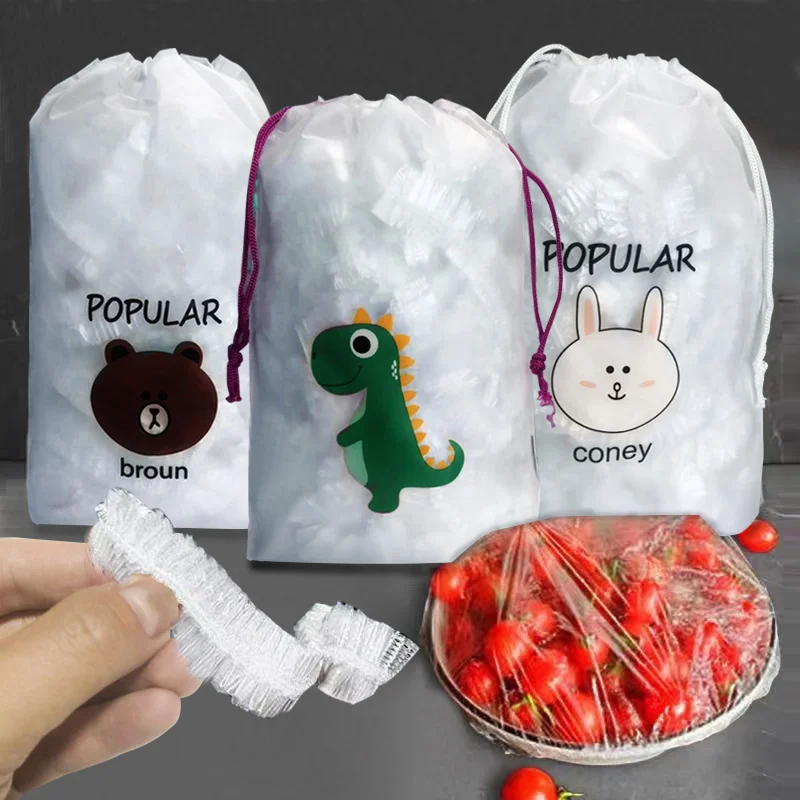 100Pcs Reusable Fresh Food Storage Bags Elastic Bowl Plate Lids Kitchen Freezer Bag Cover Seal Caps | Дом и сад