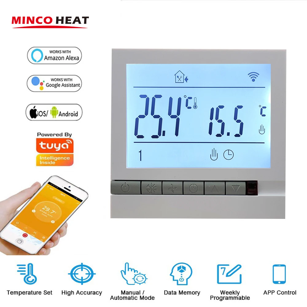 MK71 95-240V Wifi inteligente termostato de agua/eléctrica calefacción de suelo/agua de la caldera de Gas temperatura controlador trabaja con la TuYa.